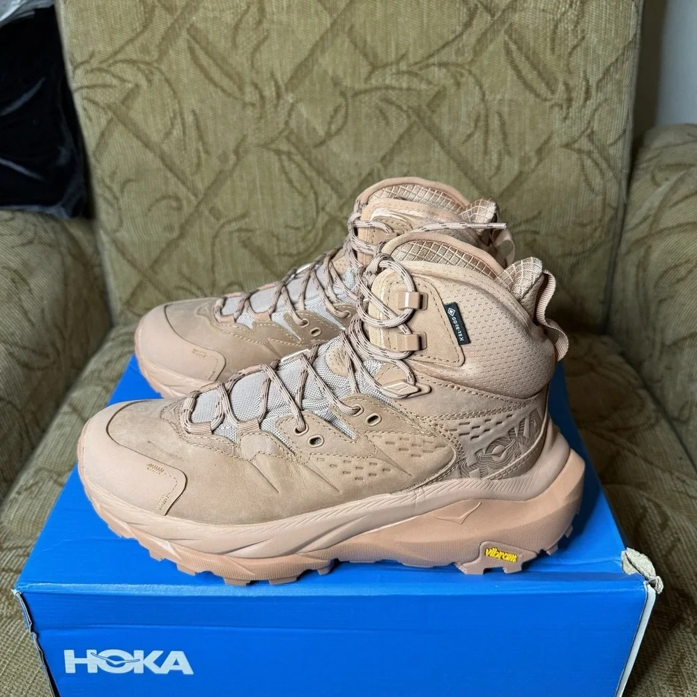 Hoka One One Kaha 2 GTX Mid Women's Size 6.5 Trail Hiking Boots Cork Cappuccino